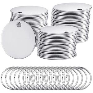 TLILY 100 Pack Round Stamping Blanks Stainless Steel Blank Tags with Hole Silver Metal Dog Polished Coins TLILY 100 Pack Round Stamping Blanks Stainless Steel Blank Tags with Hole Silver Metal Dog Polished Coins