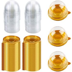 TLILY 100 PCS Clear Plastic Mini Cupcake Box Round Mooncake Dessert Container Cookies Muffins Dome TLILY 100 PCS Clear Plastic Mini Cupcake Box Round Mooncake Dessert Container Cookies Muffins Dome
