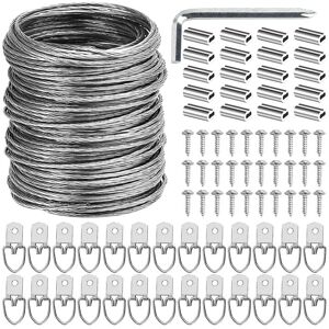 Tlily - 100 Pcs Picture Hanging Wire Kit, Feet Heavy Duty for Photo Mirror Frame Artwork Tlily - 100 Pcs Picture Hanging Wire Kit, Feet Heavy Duty for Photo Mirror Frame Artwork