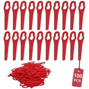 WOIYIC 100 Pcs Upgrade Thick Plastic Replacement Blades Good Toughness Blades for Grass Trimmer Red WOIYIC 100 Pcs Upgrade Thick Plastic Replacement Blades Good Toughness Blades for Grass Trimmer Red
