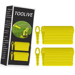 TOOLIVE 100 Replacement Blades Compatible for Ryobi String Trimmer, Double Serrated Blade Heads RAC155 RAC157 RAC158 TOOLIVE 100 Replacement Blades Compatible for Ryobi String Trimmer, Double Serrated Blade Heads RAC155 RAC157 RAC158