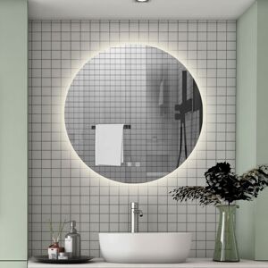 Aica Sanitaire - 800800MM Round led Mirror with Dimmable 3 Colors led , Anti-fog, Memory Function, Touch and wall switch Aica Sanitaire - 800800MM Round led Mirror with Dimmable 3 Colors led , Anti-fog, Memory Function, Touch and wall switch