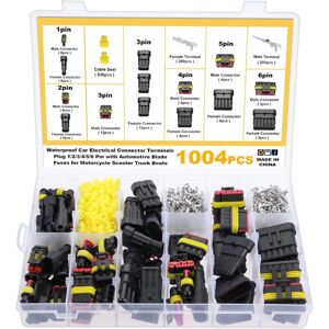 TINOR 1004 Pieces Waterproof Connectors, 1/2/3/4/5/6 Pin Male/Female Car Waterproof Connectors with Automotive Blade Fuses for Boats Truck Scooter TINOR 1004 Pieces Waterproof Connectors, 1/2/3/4/5/6 Pin Male/Female Car Waterproof Connectors with Automotive Blade Fuses for Boats Truck Scooter