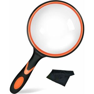 MUMU 100mm Reading Magnifier Large Portable 10x Magnification with Non-Slip Soft Rubber Handle 100mm Diameter MUMU 100mm Reading Magnifier Large Portable 10x Magnification with Non-Slip Soft Rubber Handle 100mm Diameter