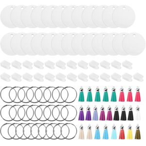 TLILY 100Pcs MDF Sublimation Blanks Keychain Bulk, with Key Ring Double-Sided for DIY TLILY 100Pcs MDF Sublimation Blanks Keychain Bulk, with Key Ring Double-Sided for DIY