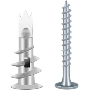 Aougo - 100 pieces metal screws and dowels, plasterboard dowels, self-drilling dowels, placo dowels with screws, plasterboard tile dowels, for Aougo - 100 pieces metal screws and dowels, plasterboard dowels, self-drilling dowels, placo dowels with screws, plasterboard tile dowels, for