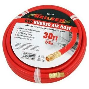 Neilsen - 10M 30ft 1/4 Air Line Rubber Hose Air Line Compressor Tools bsp Brass CT1909 Neilsen - 10M 30ft 1/4 Air Line Rubber Hose Air Line Compressor Tools bsp Brass CT1909