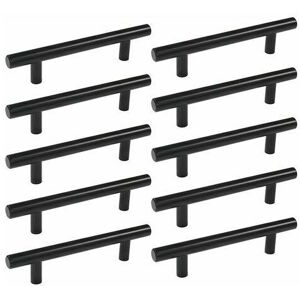 WAY - 10pcs 160mm t Bar Baton Kitchen Cabinet Door Handles Cupboard Drawer Bedroom Furniture Pull Black WAY - 10pcs 160mm t Bar Baton Kitchen Cabinet Door Handles Cupboard Drawer Bedroom Furniture Pull Black