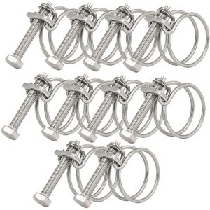 Cyslmuk - 10Pcs 36-40mm Double Wire Hose Clamps, 201 Stainless Steel Pipe Clamps, Universal Plumbing Pipe Fastener Cyslmuk - 10Pcs 36-40mm Double Wire Hose Clamps, 201 Stainless Steel Pipe Clamps, Universal Plumbing Pipe Fastener