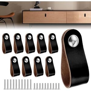 CSPARKV 10PCS Leather Handle for Furniture Leather Door Handle Leather Cupboard Handles Leather Kitchen Door Handle Leather Cupboard Door Handle with 10 CSPARKV 10PCS Leather Handle for Furniture Leather Door Handle Leather Cupboard Handles Leather Kitchen Door Handle Leather Cupboard Door Handle with 10