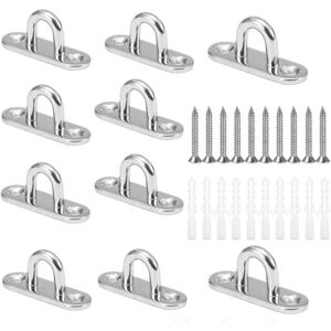 Cyslmuk - 10Pcs M6 u Shape Ceiling Hooks 304 Stainless Steel Base Wall Mount Eye Plates for Fixing Cords on Boat Yoga or Hanging Ceiling Chandeliers Cyslmuk - 10Pcs M6 u Shape Ceiling Hooks 304 Stainless Steel Base Wall Mount Eye Plates for Fixing Cords on Boat Yoga or Hanging Ceiling Chandeliers