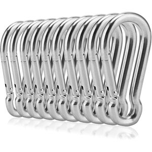 TINOR 10PCS M8 Stainless Steel Carabiner, Spring Chain Carabiner Clip, Fastening Carabiner for Camping, Hiking, Fishing, Load Capacity 226.8 kg TINOR 10PCS M8 Stainless Steel Carabiner, Spring Chain Carabiner Clip, Fastening Carabiner for Camping, Hiking, Fishing, Load Capacity 226.8 kg