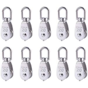 TONCHEAN 10pcs Stainless Steel Wire Rope Crane Pulley Block M20 Lifting Crane Swivel Hook Single Pulley Block Wire Hanging Towing Wheel TONCHEAN 10pcs Stainless Steel Wire Rope Crane Pulley Block M20 Lifting Crane Swivel Hook Single Pulley Block Wire Hanging Towing Wheel