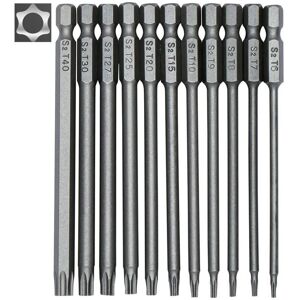 BEIJIYI 11-Piece Long Torx Screwdriver Bit Set - Magnetic Bits - 1/4" Hex Drive - Sizes T6 to T40 - Length 100mm BEIJIYI 11-Piece Long Torx Screwdriver Bit Set - Magnetic Bits - 1/4" Hex Drive - Sizes T6 to T40 - Length 100mm