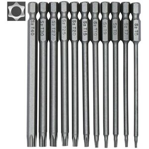 WOIYIC 11 Piece Long Torx Screwdriver Bit Set - Magnetic Bits - 1/4" Hex Shank - Sizes T6 to T40 - 100mm Length WOIYIC 11 Piece Long Torx Screwdriver Bit Set - Magnetic Bits - 1/4" Hex Shank - Sizes T6 to T40 - 100mm Length