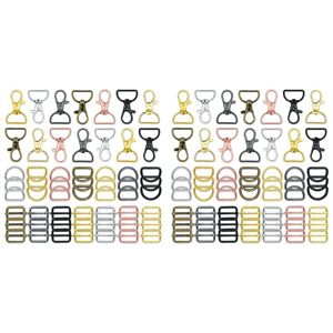 TLILY 112 Pieces Handbag Hardware Keychain Hooks for Making Lanyard Snap Hooks Metal Swivel Clasps with d Rings and Slide Buckle TLILY 112 Pieces Handbag Hardware Keychain Hooks for Making Lanyard Snap Hooks Metal Swivel Clasps with d Rings and Slide Buckle