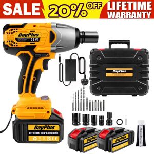 Dayplus - 1/2' Cordless Battery Electric Impact Wrench Gun Ratchet Driver Car Tire Removal Dayplus - 1/2' Cordless Battery Electric Impact Wrench Gun Ratchet Driver Car Tire Removal