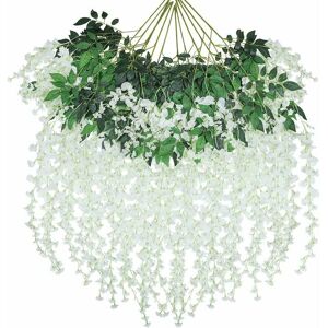 HOOPZI 12 Pack Artificial Wisteria Vines 3.6ft Triple Stem Ratta Faux Wisteria Long Silk Flower Garland (White) HOOPZI 12 Pack Artificial Wisteria Vines 3.6ft Triple Stem Ratta Faux Wisteria Long Silk Flower Garland (White)