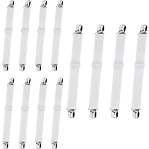 Cyslmuk - 12 Pack Elastic Bed Sheet Holders - Adjustable Elastic Mattress Clips for Fitted Sheets Bed Sheets with Fastener Straps (White) Cyslmuk - 12 Pack Elastic Bed Sheet Holders - Adjustable Elastic Mattress Clips for Fitted Sheets Bed Sheets with Fastener Straps (White)