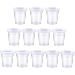TLILY 12 Pack No Spill White Lid Paint Cups Proof Reusable with Lids for Kids, School, Classroom TLILY 12 Pack No Spill White Lid Paint Cups Proof Reusable with Lids for Kids, School, Classroom