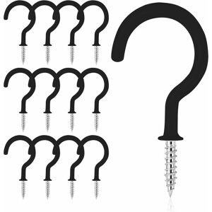 HOOPZI 12 pcs Vinyl Coated Ceiling Hooks Question Mark Shape Hook Heavy Duty Screw Cup Hook for Bathroom Kitchen Wall Ceiling Hanging (Black, 2 Inch) HOOPZI 12 pcs Vinyl Coated Ceiling Hooks Question Mark Shape Hook Heavy Duty Screw Cup Hook for Bathroom Kitchen Wall Ceiling Hanging (Black, 2 Inch)