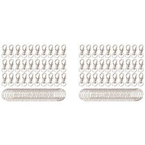 TLILY 120 Pieces Keychain Clip Hooks Twist Locks Lanyard Carabiners with Split Rings (Silver) TLILY 120 Pieces Keychain Clip Hooks Twist Locks Lanyard Carabiners with Split Rings (Silver)