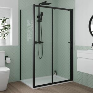 Luxura - 1200 x 900mm Sliding Shower Door Side Panel Enclosure 6mm Glass Black Framed Luxura - 1200 x 900mm Sliding Shower Door Side Panel Enclosure 6mm Glass Black Framed