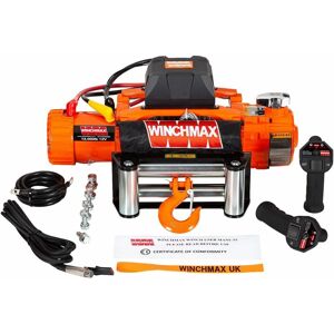 WINCHMAX 12,000lb (5,443kg) Original Orange 12v Two Speed Winch. 26m x 9.5mm Steel Rope, Wireless Remote Controls. WINCHMAX 12,000lb (5,443kg) Original Orange 12v Two Speed Winch. 26m x 9.5mm Steel Rope, Wireless Remote Controls.