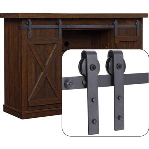 Axhup - 120cm Hardware Rail Kit for Sliding Door Rail Pulley Suspended Track System for Double Wardrobe Door Locker Door Wardrobe Door Shoe Cabinet Axhup - 120cm Hardware Rail Kit for Sliding Door Rail Pulley Suspended Track System for Double Wardrobe Door Locker Door Wardrobe Door Shoe Cabinet