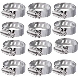 Csparkv - 12Pcs (16-25mm) Hose Clamp 304 Stainless Steel Adjustable Hose Clamps Clips Fastener for Family Water Pipe, Gas Tank, Automobile Tube Csparkv - 12Pcs (16-25mm) Hose Clamp 304 Stainless Steel Adjustable Hose Clamps Clips Fastener for Family Water Pipe, Gas Tank, Automobile Tube
