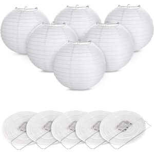 Aougo - 12PCS 6(15cm) Round White Paper Lantern Decoration for Christmas Wedding Birthday Party Aougo - 12PCS 6(15cm) Round White Paper Lantern Decoration for Christmas Wedding Birthday Party