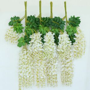 Livingandhome - 12PCS Artificial Silk Wisteria Fake Flower Vine Wedding Garland Hanging Decoration, White Livingandhome - 12PCS Artificial Silk Wisteria Fake Flower Vine Wedding Garland Hanging Decoration, White