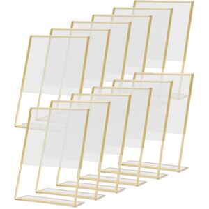 TLILY 12PCS Gold Frame Acrylic Sign Holder Wedding Table Number Slanted Menu Double Sided Stand, 4X6Inch Vertical TLILY 12PCS Gold Frame Acrylic Sign Holder Wedding Table Number Slanted Menu Double Sided Stand, 4X6Inch Vertical