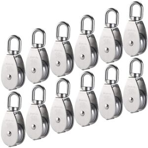 CYSLMUK 12Pcs M15 304 Stainless Steel Single Pulley, 15MM Single Pulleys Block Roller, Crane Swivel Hook Smooth Wire Rope Cable Load 77lbs/35Kg CYSLMUK 12Pcs M15 304 Stainless Steel Single Pulley, 15MM Single Pulleys Block Roller, Crane Swivel Hook Smooth Wire Rope Cable Load 77lbs/35Kg