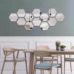 Memkey - 12pcs Self Adhesive Acrylic Mirror Wall Stickers Wall Mirror Decals for Living Room Bedroom Decoration 7' x 6' (Hexagon, Silver) Memkey - 12pcs Self Adhesive Acrylic Mirror Wall Stickers Wall Mirror Decals for Living Room Bedroom Decoration 7' x 6' (Hexagon, Silver)