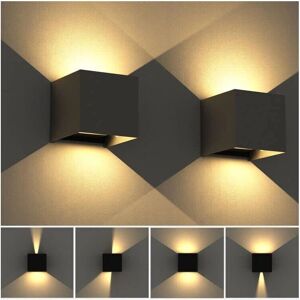 MEMKEY 12W led Outdoor Wall Light 10x10x10cm with Adjustable Beam Angle Indoor Lighting Black for Living Room Garden Front Door Hallway 2 Pack MEMKEY 12W led Outdoor Wall Light 10x10x10cm with Adjustable Beam Angle Indoor Lighting Black for Living Room Garden Front Door Hallway 2 Pack