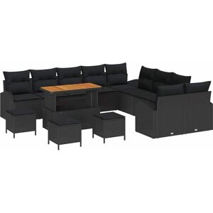 Vidaxl - Garden Sofa Set with Cushion 14 pcs Black 110 x 55 x 71 cm Vidaxl - Garden Sofa Set with Cushion 14 pcs Black 110 x 55 x 71 cm