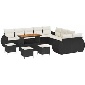 Garden Sofa Set 14 pcs Black and cream 110 x 55 x 71 cm Vidaxl Garden Sofa Set 14 pcs Black and cream 110 x 55 x 71 cm Vidaxl