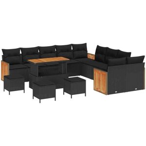 Garden Sofa Set with Cushion 14 pcs Black 110 x 55 x 71 cm Vidaxl Garden Sofa Set with Cushion 14 pcs Black 110 x 55 x 71 cm Vidaxl