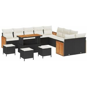 Garden Sofa Set 14 pcs Black and cream 110 x 55 x 71 cm Vidaxl Garden Sofa Set 14 pcs Black and cream 110 x 55 x 71 cm Vidaxl