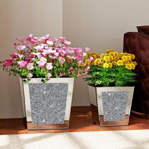 Shyfoy - 13.78in & 10.43in Modern Glam Mirrored Crystal Vase Set - 2-Piece Decorative Planters for Indoor Dry Flowers Shyfoy - 13.78in & 10.43in Modern Glam Mirrored Crystal Vase Set - 2-Piece Decorative Planters for Indoor Dry Flowers