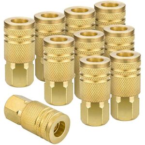 Tlily - 1/4-Inch Brass Female Industrial Coupler,10 Pack Quick Connect Air Couplers npt Internal for Hose Accessories Tlily - 1/4-Inch Brass Female Industrial Coupler,10 Pack Quick Connect Air Couplers npt Internal for Hose Accessories