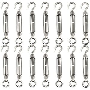MEMKEY 14 pieces turnbuckles, wire tensioners, M4 hook and eye turnbuckle, turnbuckles made of 304 stainless steel, robust rope tension MEMKEY 14 pieces turnbuckles, wire tensioners, M4 hook and eye turnbuckle, turnbuckles made of 304 stainless steel, robust rope tension