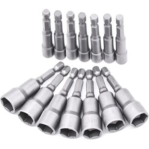 Tinor - 14pcs 6-19mm Screwdriver Bit Sockets - Bit Adapter, Hex Head for Hand Drill, Electric Screwdriver, Socket Wrench (High Quality Bearing Steel) Tinor - 14pcs 6-19mm Screwdriver Bit Sockets - Bit Adapter, Hex Head for Hand Drill, Electric Screwdriver, Socket Wrench (High Quality Bearing Steel)