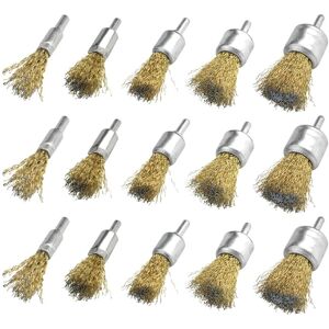 TLILY 15 Pack Wire Wheel Cup Brush Set with 1/4 Inch Round Shank, 5 Sizes Brass Coated for Paint Removal Project/Corrosion/Rust TLILY 15 Pack Wire Wheel Cup Brush Set with 1/4 Inch Round Shank, 5 Sizes Brass Coated for Paint Removal Project/Corrosion/Rust