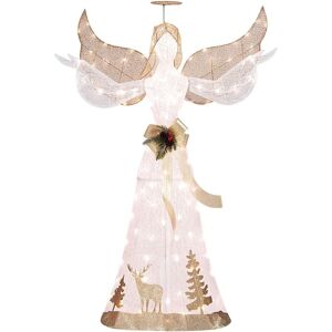 COSTWAY 150 cm Lighted Christmas Angel Decoration Pre-Lit Outdoor All-Weather Holiday Decoration with 100 Warm White LED Lights COSTWAY 150 cm Lighted Christmas Angel Decoration Pre-Lit Outdoor All-Weather Holiday Decoration with 100 Warm White LED Lights