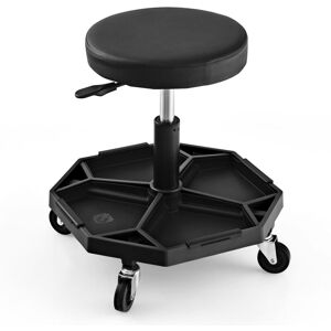 Costway - 150 kg Capacity Pneumatic Rolling Mechanic Stool w/Tool Tray-Black Costway - 150 kg Capacity Pneumatic Rolling Mechanic Stool w/Tool Tray-Black