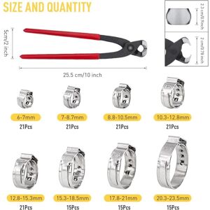 GOTRAYS 150 pcs 304 Stainless Steel Single Ear Hose Clamps with Ear Clamps,6-23.5mm Crimp Hose Clamp Assortment KitBundle Ring Crimp Clamps Tool,Ideal for GOTRAYS 150 pcs 304 Stainless Steel Single Ear Hose Clamps with Ear Clamps,6-23.5mm Crimp Hose Clamp Assortment KitBundle Ring Crimp Clamps Tool,Ideal for