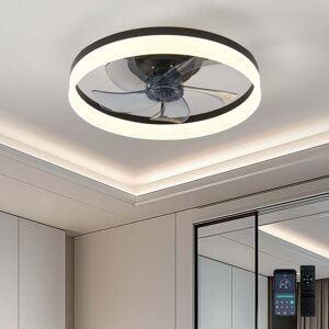 SJQKA 15.7-inch Small Flush Mount Ceiling Fan, Reversible Airflow, 3 Selectable Color Temperatures, DC Motor, Remote & App Control, Black SJQKA 15.7-inch Small Flush Mount Ceiling Fan, Reversible Airflow, 3 Selectable Color Temperatures, DC Motor, Remote & App Control, Black