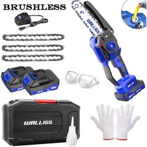 PULITUO 15cm Mini Cordless Electric Chainsaw Battery Powered Garden Tools Gifts for Men Dads Husbands Hand Saw for Branches Wood Cutting Pruning (Blue) PULITUO 15cm Mini Cordless Electric Chainsaw Battery Powered Garden Tools Gifts for Men Dads Husbands Hand Saw for Branches Wood Cutting Pruning (Blue)